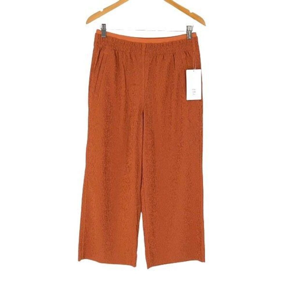 Athleta Echo Wide Leg Cropped Pants Breathable Packable Size 8 NWT‎ Burnt Orange